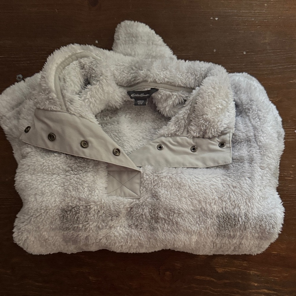 Eddie Bauer Light Gray Sherpa Pullover Jacket